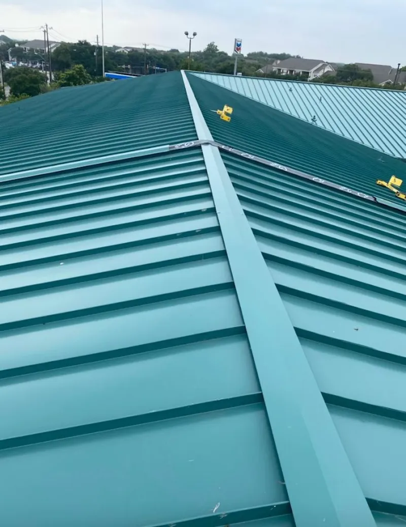 Green commercial metal roof ridge and valley for Metal Roof Repair in West Point